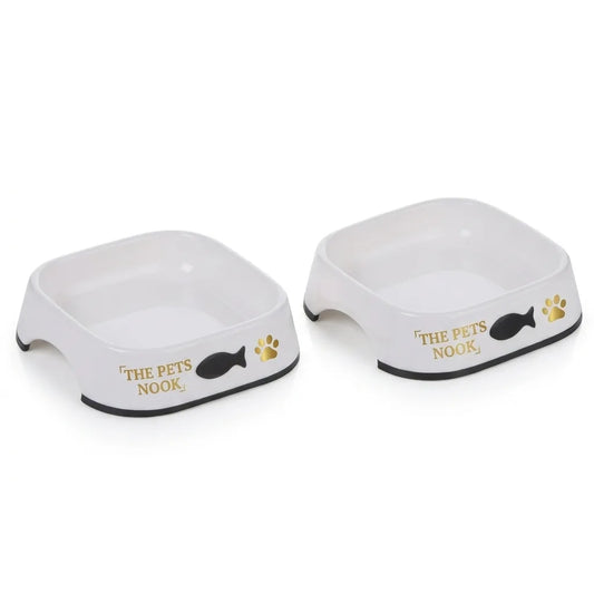 THE PETS NOOK – Wide Shallow Cat Bowls Set of 2