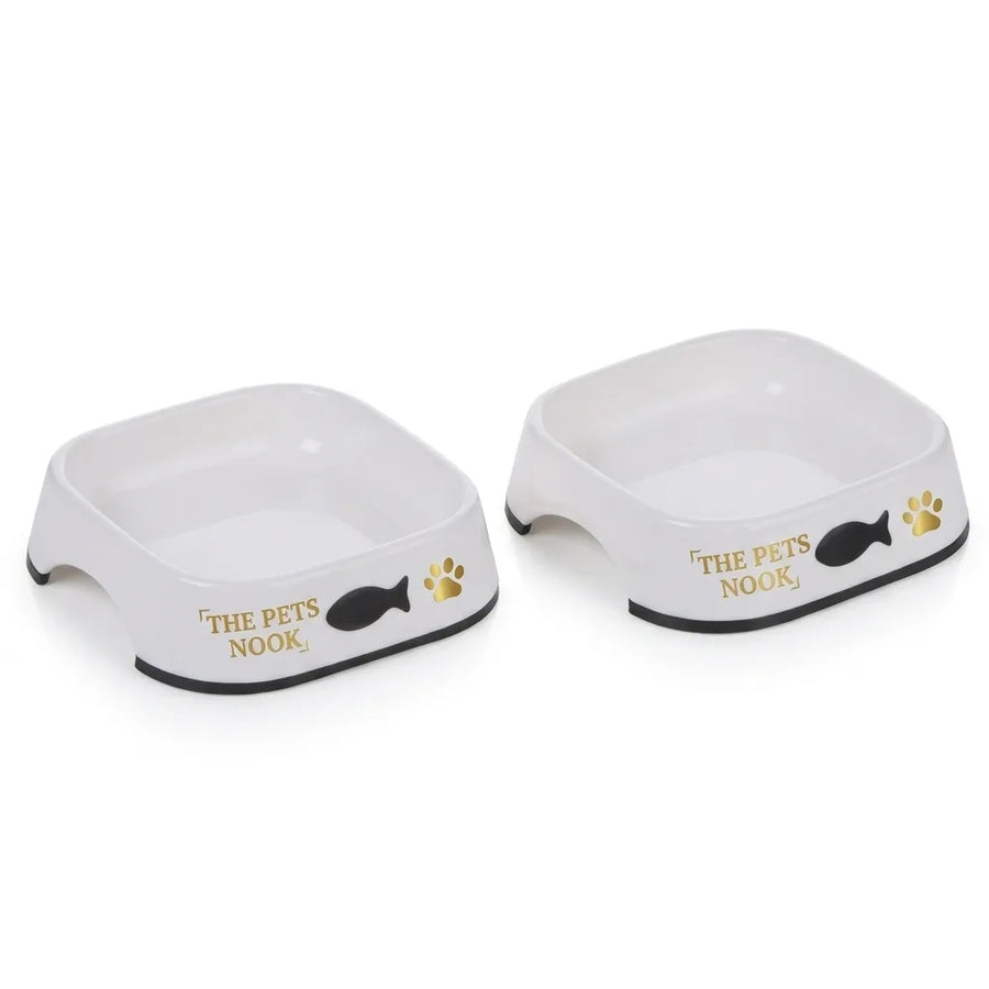 THE PETS NOOK – Wide Shallow Cat Bowls Set of 2