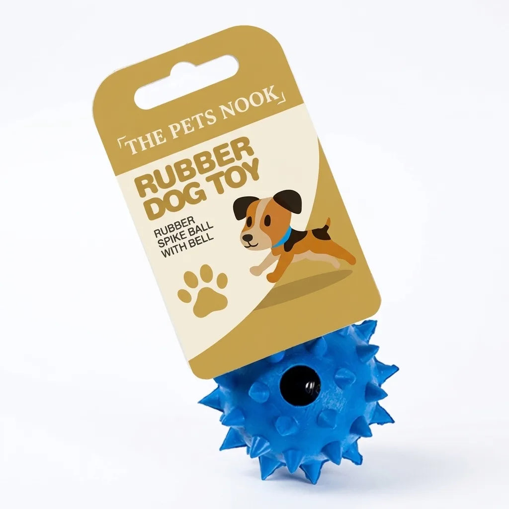 THE PETS NOOK Durable Rubber Spike Ball Dog Toy with Bell